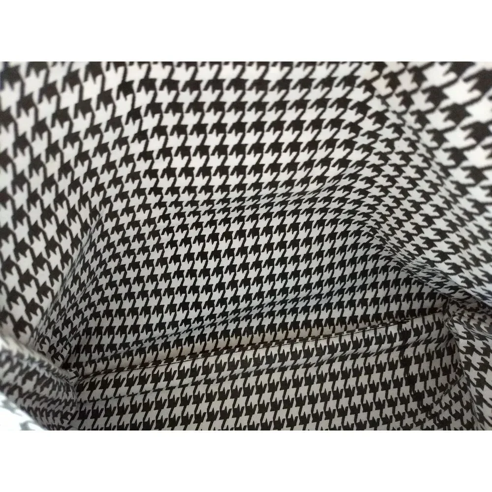 E Cosmetics Black Canvas Zippered Cotton Houndstooth Makeup Toiletry‎ Travel Bag